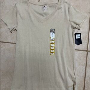 Everyday V-Neck Short Sleeve Tee in Beige - Large
